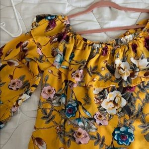 Off the shoulder yellow blouse